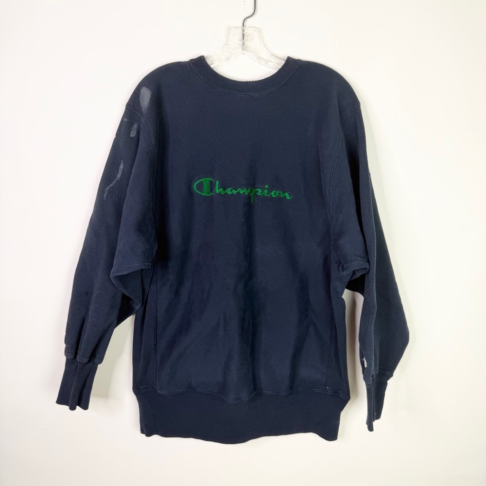 Vintage Champion Reverse Weave Crewneck Sweatshirt XL Logo Navy Logo